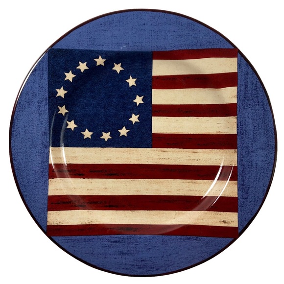 SAKURA Spirit of the Flag by Warren Kimble Set of 4 Ceramic Salad/Dessert Plates - Picture 5 of 11
